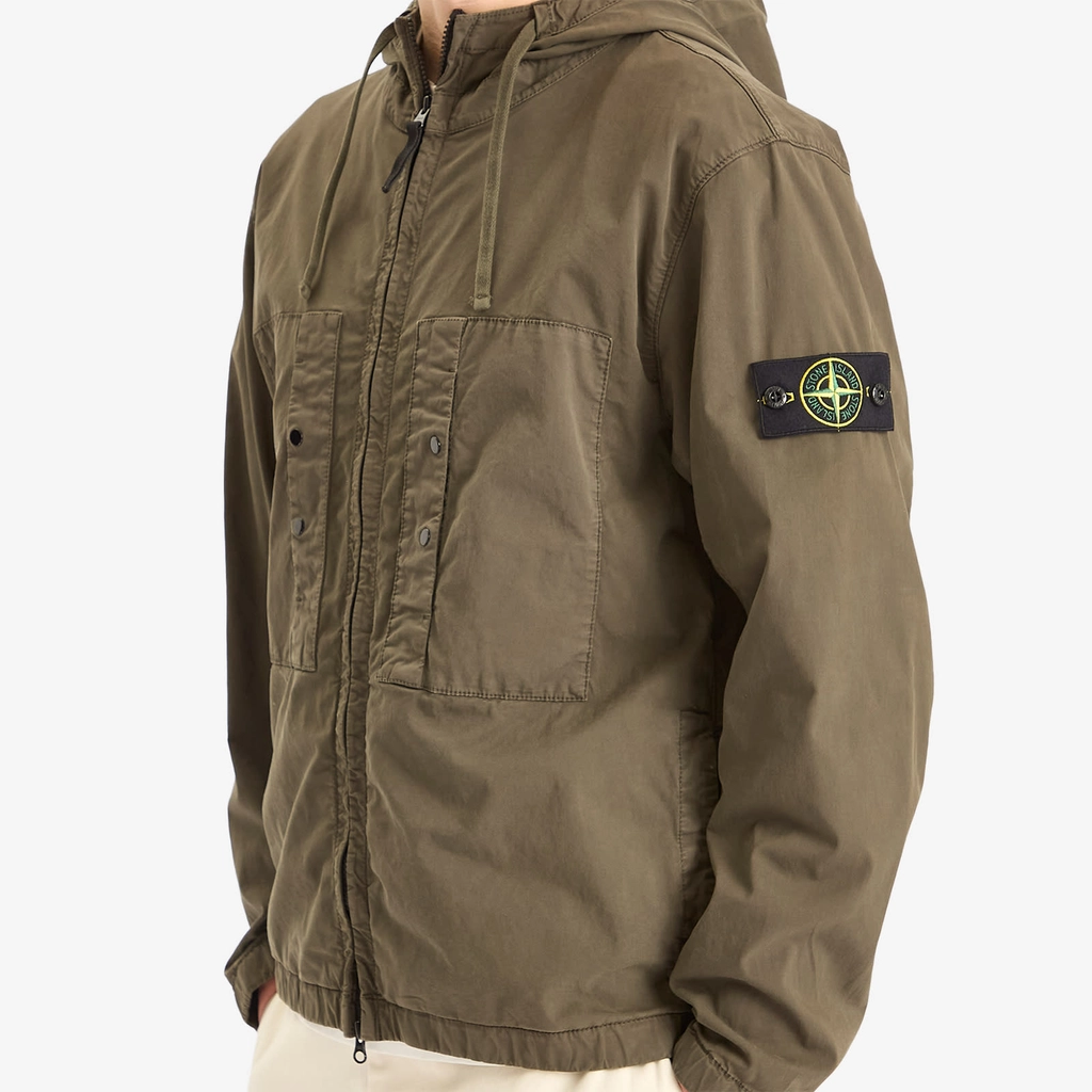 Stone Island Men's Supima Cotton Twill Stretch-TC Hooded Jacket Military Green